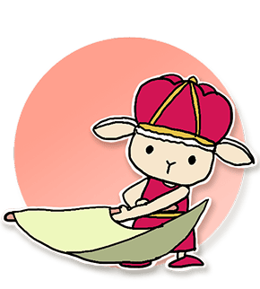 旗を下に動かす王さまのイラスト