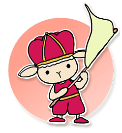 旗を上に上げる王さまのイラスト