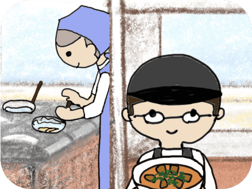 山田紀美子・山田恵司　(あづま家)のイラスト